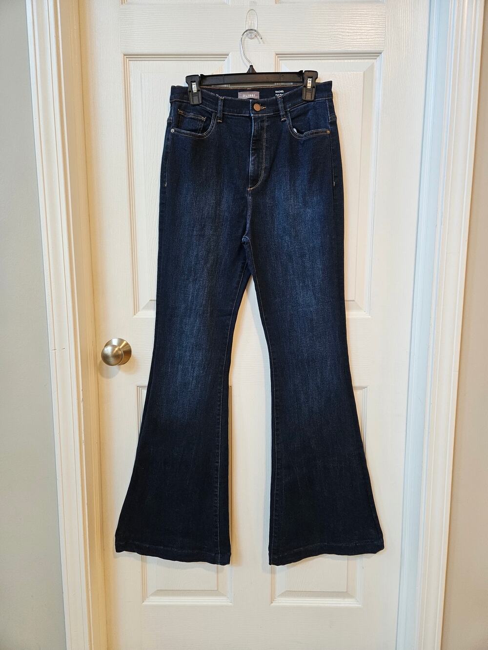 DL1961 Rachel High Rise Instasculpt Flare Jeans 30 Dark Wash 33 Inseam